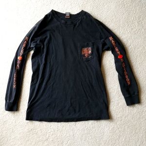 Vintage Harley Davidson  Long Sleeved T Shirt large with front pocket/ Blocker